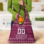 Personalized Brisbane Broncos Christmas Grocery Bag Australian Rugby Fans - Pixelated Ugly Xmas Pattern Mascot Santa