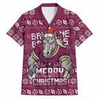 Personalized Brisbane Broncos Christmas Hawaiian Shirt Australian Rugby Fans - Pixelated Ugly Xmas Pattern Mascot Santa