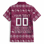 Personalized Brisbane Broncos Christmas Hawaiian Shirt Australian Rugby Fans - Pixelated Ugly Xmas Pattern Mascot Santa