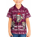 Personalized Brisbane Broncos Christmas Kid Hawaiian Shirt Australian Rugby Fans - Pixelated Ugly Xmas Pattern Mascot Santa