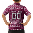 Personalized Brisbane Broncos Christmas Kid Hawaiian Shirt Australian Rugby Fans - Pixelated Ugly Xmas Pattern Mascot Santa
