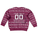 Personalized Brisbane Broncos Christmas Kid Ugly Christmas Sweater Australian Rugby Fans - Pixelated Ugly Xmas Pattern Mascot Santa