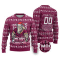 Personalized Brisbane Broncos Christmas Ugly Christmas Sweater Australian Rugby Fans - Pixelated Ugly Xmas Pattern Mascot Santa