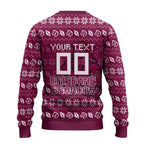 Personalized Brisbane Broncos Christmas Ugly Christmas Sweater Australian Rugby Fans - Pixelated Ugly Xmas Pattern Mascot Santa