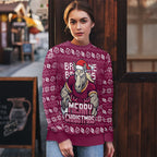 Personalized Brisbane Broncos Christmas Ugly Christmas Sweater Australian Rugby Fans - Pixelated Ugly Xmas Pattern Mascot Santa