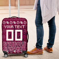 Personalized Brisbane Broncos Christmas Luggage Cover Australian Rugby Fans - Pixelated Ugly Xmas Pattern Mascot Santa