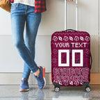Personalized Brisbane Broncos Christmas Luggage Cover Australian Rugby Fans - Pixelated Ugly Xmas Pattern Mascot Santa