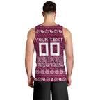 Personalized Brisbane Broncos Christmas Men Tank Top Australian Rugby Fans - Pixelated Ugly Xmas Pattern Mascot Santa
