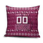 Personalized Brisbane Broncos Christmas Pillow Cover Australian Rugby Fans - Pixelated Ugly Xmas Pattern Mascot Santa