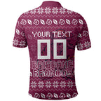 Personalized Brisbane Broncos Christmas Polo Shirt Australian Rugby Fans - Pixelated Ugly Xmas Pattern Mascot Santa