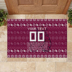 Personalized Brisbane Broncos Christmas Rubber Doormat Australian Rugby Fans - Pixelated Ugly Xmas Pattern Mascot Santa