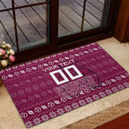 Personalized Brisbane Broncos Christmas Rubber Doormat Australian Rugby Fans - Pixelated Ugly Xmas Pattern Mascot Santa