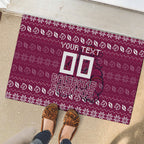Personalized Brisbane Broncos Christmas Rubber Doormat Australian Rugby Fans - Pixelated Ugly Xmas Pattern Mascot Santa