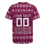 Personalized Brisbane Broncos Christmas Rugby Jersey Australian Rugby Fans - Pixelated Ugly Xmas Pattern Mascot Santa