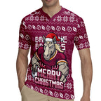 Personalized Brisbane Broncos Christmas Rugby Jersey Australian Rugby Fans - Pixelated Ugly Xmas Pattern Mascot Santa