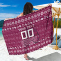 Personalized Brisbane Broncos Christmas Sarong Australian Rugby Fans - Pixelated Ugly Xmas Pattern Mascot Santa