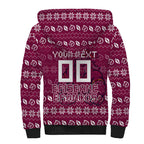 Personalized Brisbane Broncos Christmas Sherpa Hoodie Australian Rugby Fans - Pixelated Ugly Xmas Pattern Mascot Santa