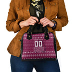 Personalized Brisbane Broncos Christmas Shoulder Handbag Australian Rugby Fans - Pixelated Ugly Xmas Pattern Mascot Santa