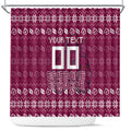 Personalized Brisbane Broncos Christmas Shower Curtain Australian Rugby Fans - Pixelated Ugly Xmas Pattern Mascot Santa