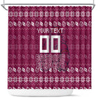 Personalized Brisbane Broncos Christmas Shower Curtain Australian Rugby Fans - Pixelated Ugly Xmas Pattern Mascot Santa