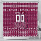 Personalized Brisbane Broncos Christmas Shower Curtain Australian Rugby Fans - Pixelated Ugly Xmas Pattern Mascot Santa