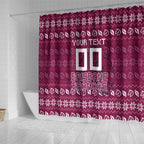 Personalized Brisbane Broncos Christmas Shower Curtain Australian Rugby Fans - Pixelated Ugly Xmas Pattern Mascot Santa