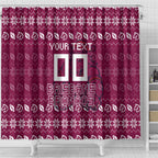 Personalized Brisbane Broncos Christmas Shower Curtain Australian Rugby Fans - Pixelated Ugly Xmas Pattern Mascot Santa