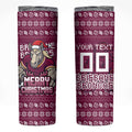 Personalized Brisbane Broncos Christmas Skinny Tumbler Australian Rugby Fans - Pixelated Ugly Xmas Pattern Mascot Santa