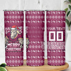 Personalized Brisbane Broncos Christmas Skinny Tumbler Australian Rugby Fans - Pixelated Ugly Xmas Pattern Mascot Santa