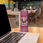 Personalized Brisbane Broncos Christmas Skinny Tumbler Australian Rugby Fans - Pixelated Ugly Xmas Pattern Mascot Santa
