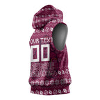 Personalized Brisbane Broncos Christmas Sleeveless Hoodie Australian Rugby Fans - Pixelated Ugly Xmas Pattern Mascot Santa
