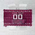 Personalized Brisbane Broncos Christmas Tablecloth Australian Rugby Fans - Pixelated Ugly Xmas Pattern Mascot Santa