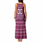Personalized Brisbane Broncos Christmas Tank Maxi Dress Australian Rugby Fans - Pixelated Ugly Xmas Pattern Mascot Santa