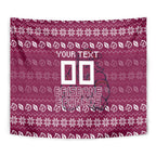 Personalized Brisbane Broncos Christmas Tapestry Australian Rugby Fans - Pixelated Ugly Xmas Pattern Mascot Santa
