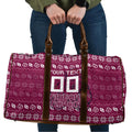 Personalized Brisbane Broncos Christmas Travel Bag Australian Rugby Fans - Pixelated Ugly Xmas Pattern Mascot Santa