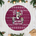 Brisbane Broncos Christmas Tree Skirt Australian Rugby Fans - Pixelated Ugly Xmas Pattern Mascot Santa
