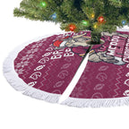 Brisbane Broncos Christmas Tree Skirt Australian Rugby Fans - Pixelated Ugly Xmas Pattern Mascot Santa