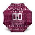 Personalized Brisbane Broncos Christmas Umbrella Australian Rugby Fans - Pixelated Ugly Xmas Pattern Mascot Santa