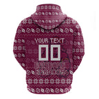 Personalized Brisbane Broncos Christmas Zip Hoodie Australian Rugby Fans - Pixelated Ugly Xmas Pattern Mascot Santa