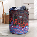 Western Bulldogs ANZAC Day Laundry Basket Indigenous Dot Art with Poppy Flower Tribute