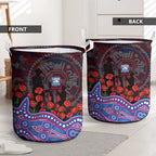 Western Bulldogs ANZAC Day Laundry Basket Indigenous Dot Art with Poppy Flower Tribute