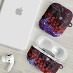 Western Bulldogs ANZAC Day AirPods Case Indigenous Dot Art with Poppy Flower Tribute