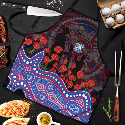 Western Bulldogs ANZAC Day Apron Indigenous Dot Art with Poppy Flower Tribute
