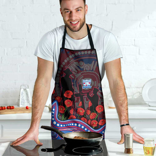 Western Bulldogs ANZAC Day Apron Indigenous Dot Art with Poppy Flower Tribute