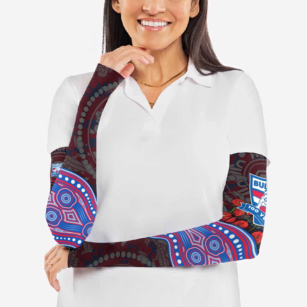 Western Bulldogs ANZAC Day Arm Sleeves Indigenous Dot Art with Poppy Flower Tribute
