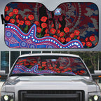 Western Bulldogs ANZAC Day Auto Sun Shade Indigenous Dot Art with Poppy Flower Tribute