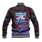 Western Bulldogs ANZAC Day Baseball Jacket Indigenous Dot Art with Poppy Flower Tribute