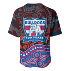 Western Bulldogs ANZAC Day Baseball Jersey Indigenous Dot Art with Poppy Flower Tribute