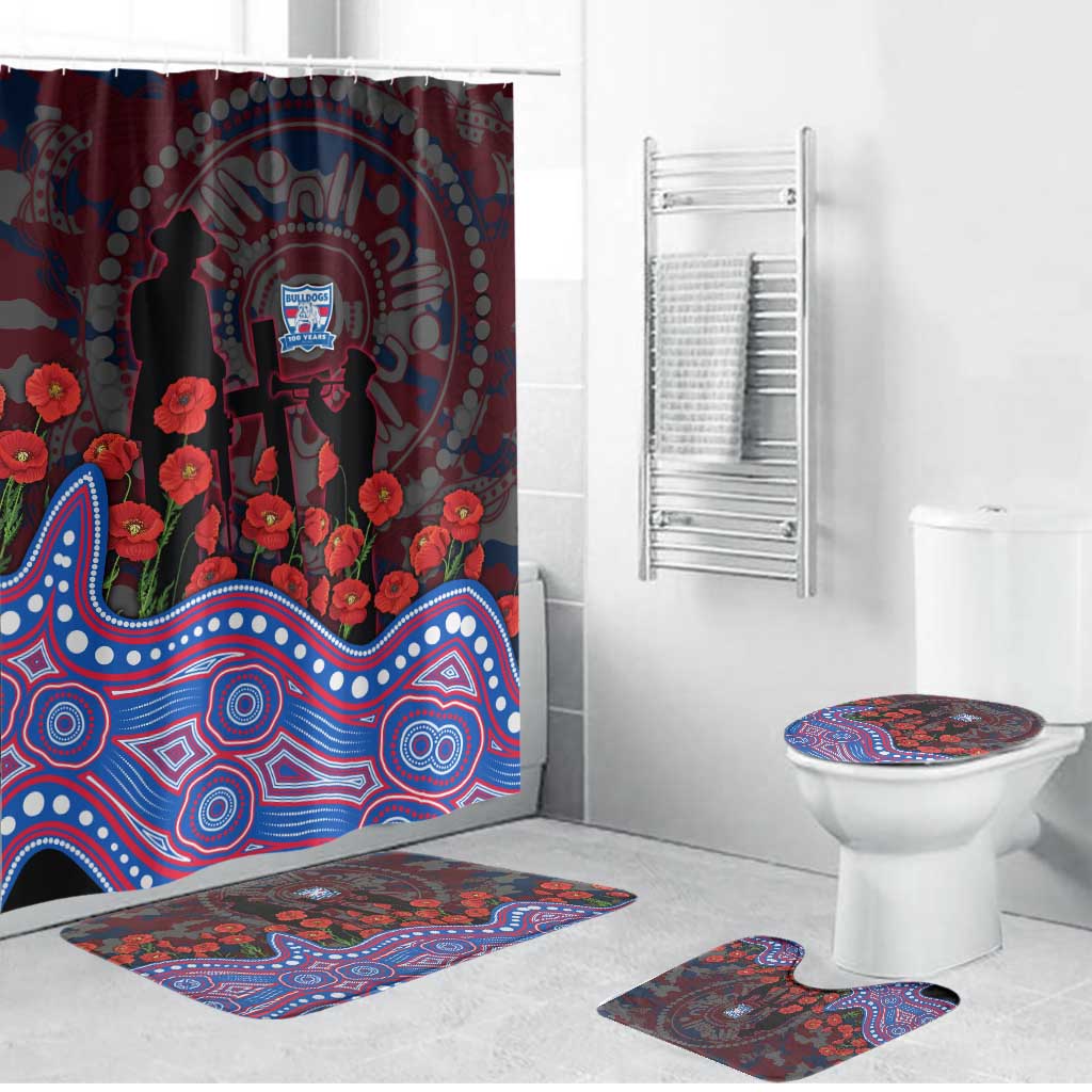 Western Bulldogs ANZAC Day Bathroom Set Indigenous Dot Art with Poppy Flower Tribute