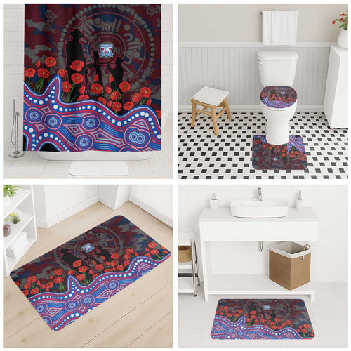 Western Bulldogs ANZAC Day Bathroom Set Indigenous Dot Art with Poppy Flower Tribute